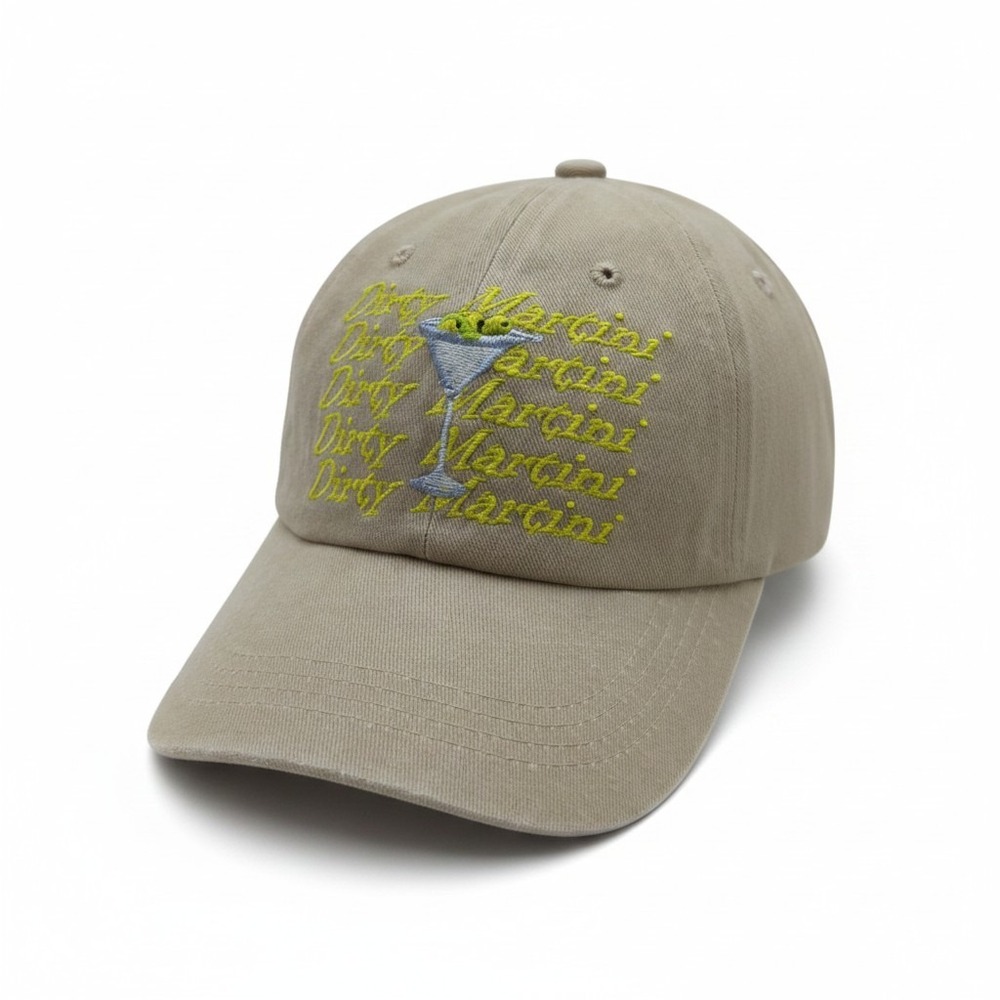Marcus Adler New York Dirty Martini Embroidered Khaki Cotton Baseball Cap Hat